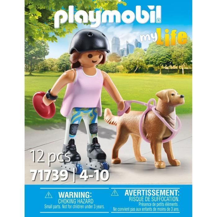 PLAYMOBIL 71739 Jeune fille rolleuse avec Retriever, My Life, 12 pièces, Dès 4 ans
