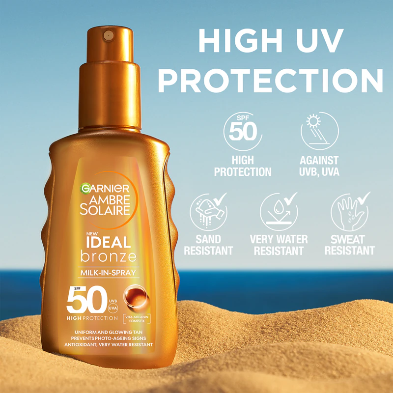 Garnier Ambre Solaire Ideal Bronze spray corporal com leite bronzeador