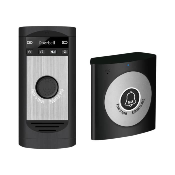 Interfone sem fio bidirecional com campainha, preto, modelo ONE.