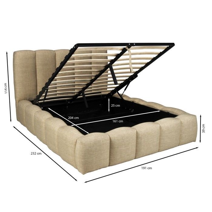 NEST 160x200cm Stauraumbett + 1 Lattenrost / Beige