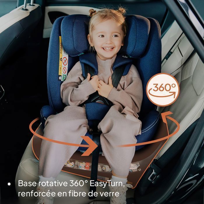 LIONELO Bastiaan One i-Size Cabriolet Autostol - 360° Drejebase - ISOFIX - 40-150 cm - 0-36 kg - Gruppe 0+/1/2/3 - Blå