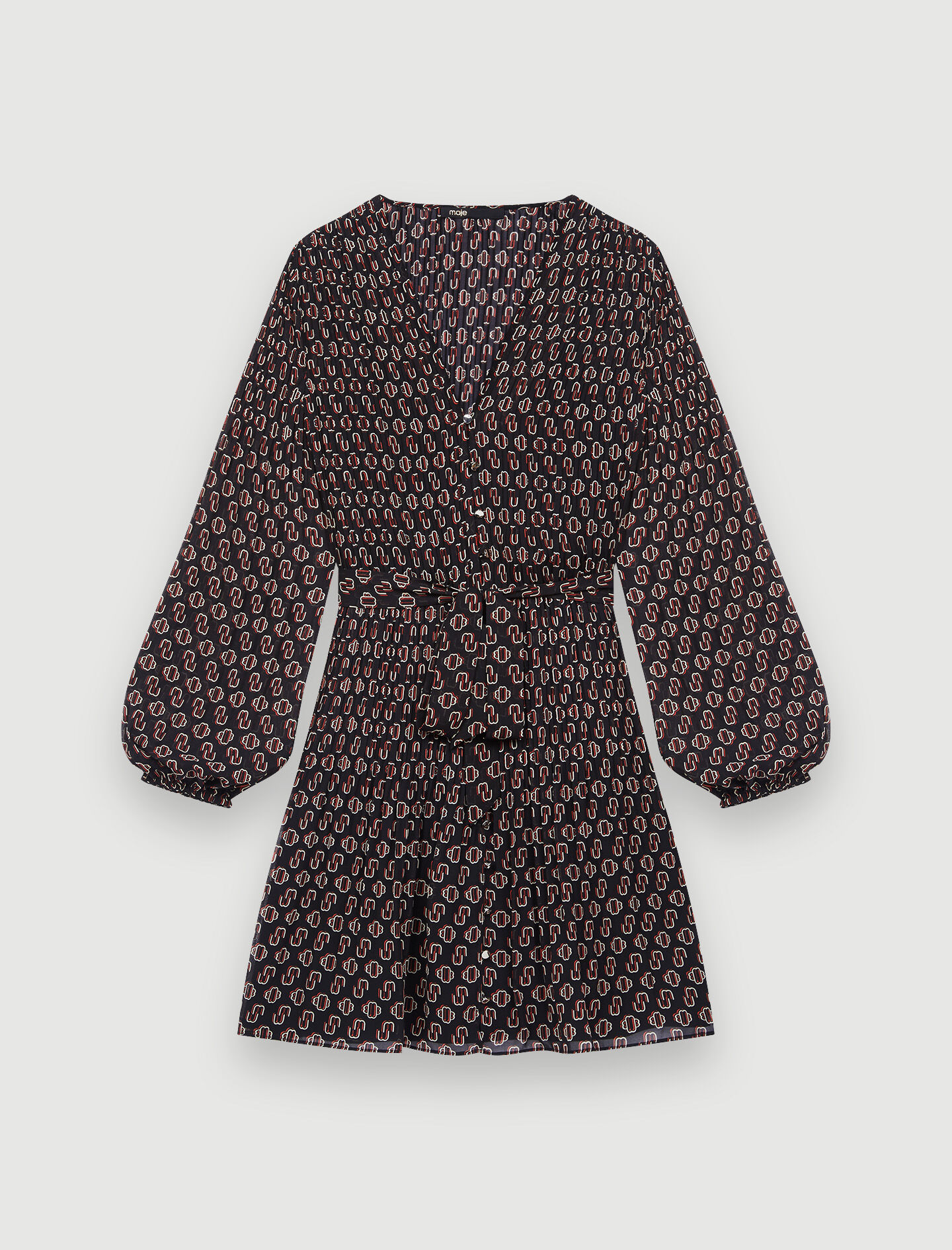 Geplooide jurk met knoopjes - Monogramme M Noir grand