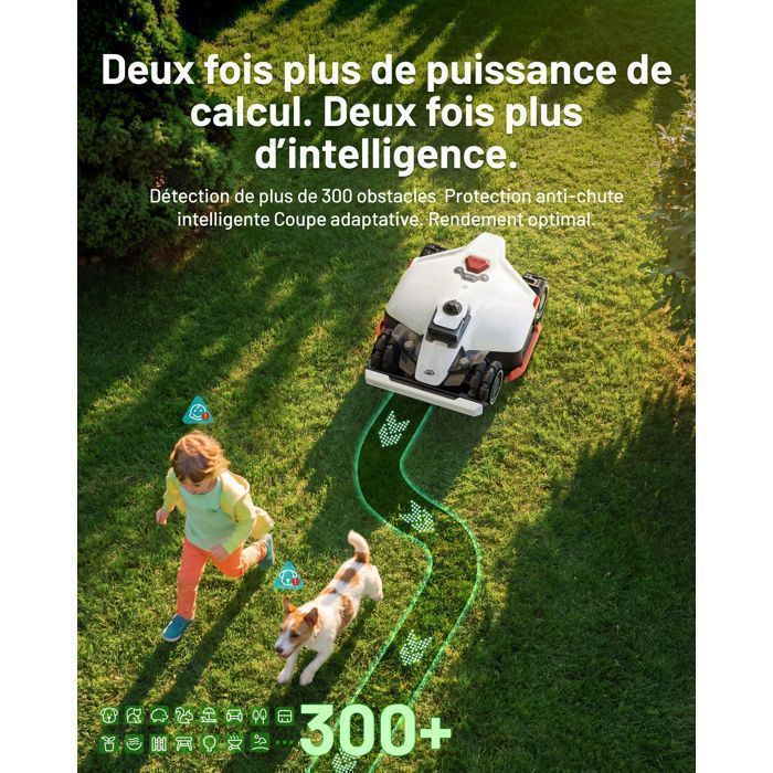 Robot tagliaerba perimetrale senza fili MAMMOTION LUBA 3 AWD 1500, LiDAR a 360° + doppia telecamera con controllo AI, pendenza dell'80%