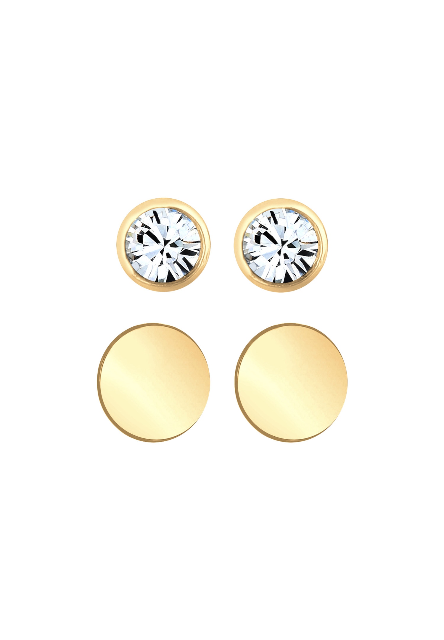 Elli Femmes Clous d'oreilles Plaquettes Set de 2 avec Cristaux en Argent Sterling 925