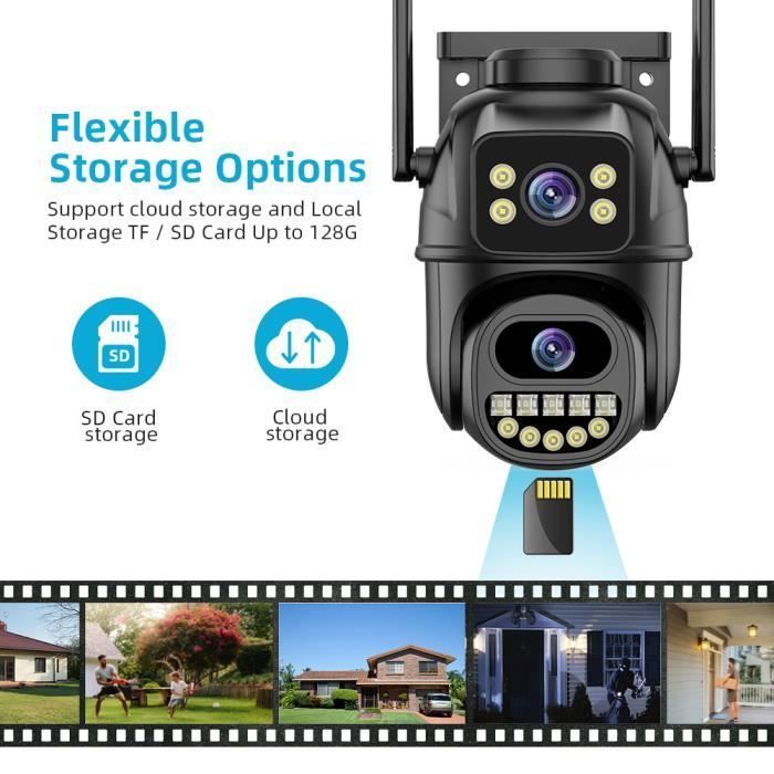 Telecamera di sorveglianza PTZ WiFi per esterni - PRUMYA - 4K 8MP - Doppia lente - Tracciamento AI - Visione notturna 20-25 m