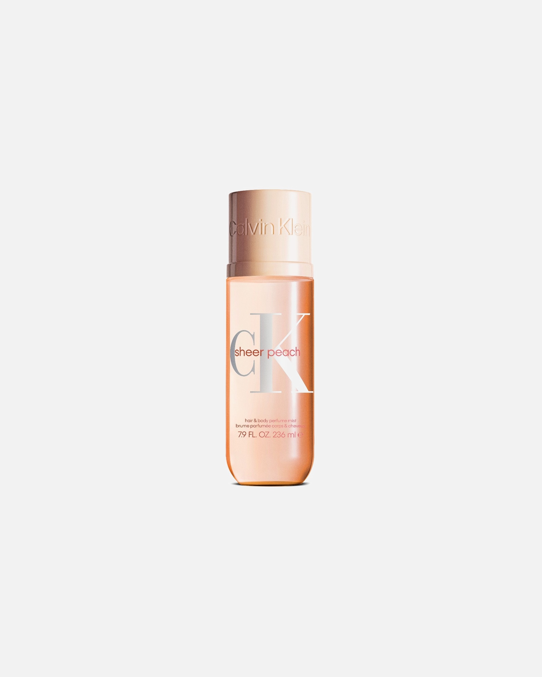 CALVIN KLEIN caurspīdīgā persiku ķermeņa aerosols - 236 ml