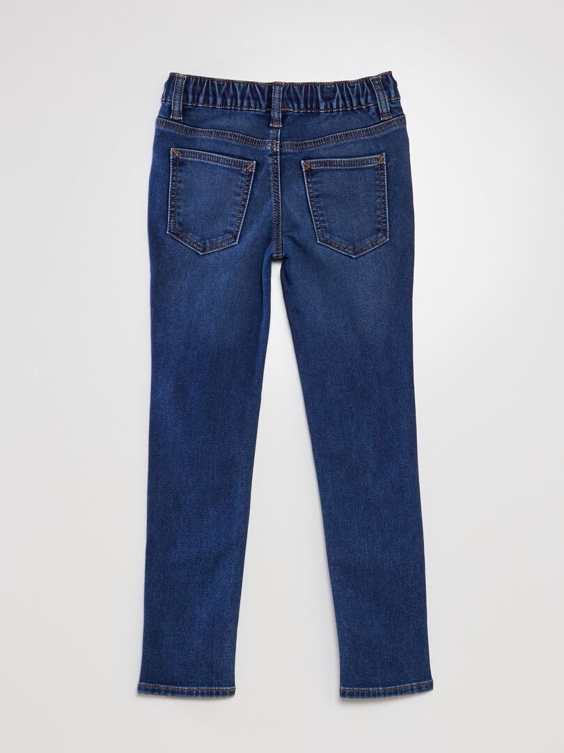 Calça jeans com cintura elástica e cordão - AZUL