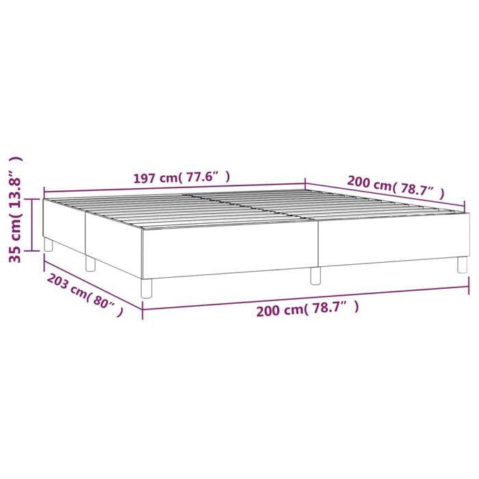 Cama de madera gris de 200 x 200 cm - Carga máxima 150 kg - Estructura de cama de muelles gris oscuro de 200 x 200 cm, terciopelo 005_422891