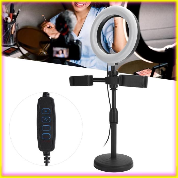 Soporte para teléfono con anillo de luz LED Keenso con clips ajustables para proyector de vídeo doble