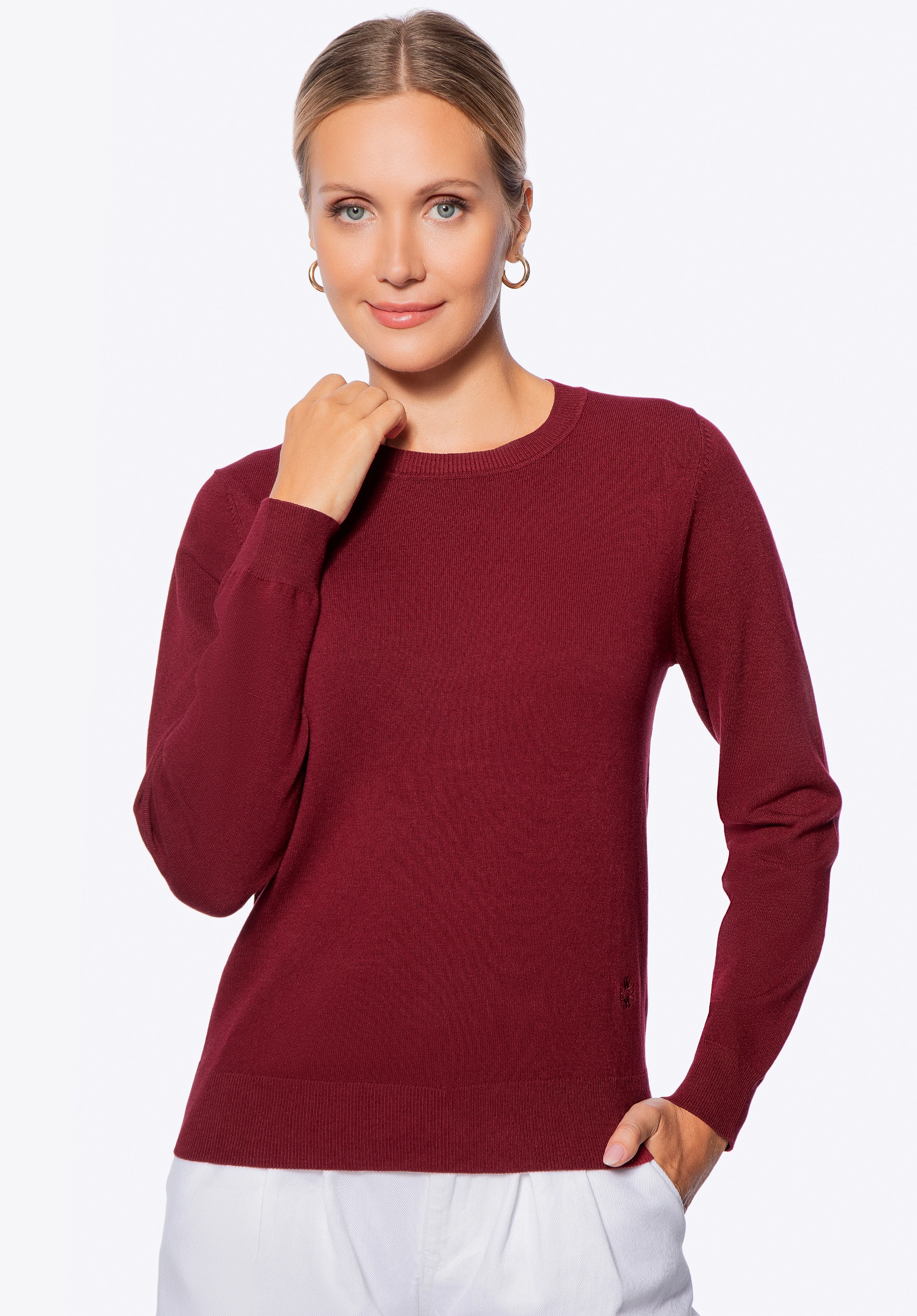 Sweter damski klasyczny bordowy