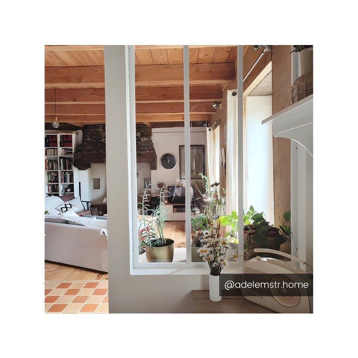 Powder-coated aluminum workshop-style glass roof - 90x130 cm - White - BAYVIEW