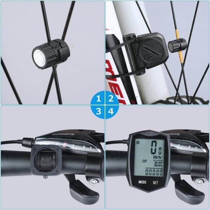 Speedometer, Wireless and Multifunctional Bike Computer with Tracking, Speed, Temperature, etc., LCD Backlight, Multi-Function