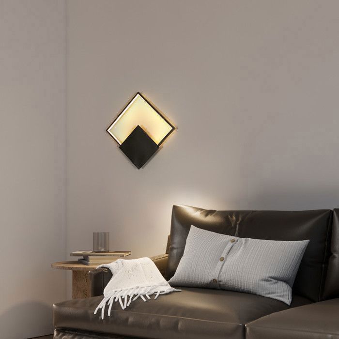 DELIPOP Applique Murale LED Moderne 21W 3000K – Design Rhombique en Aluminium Noir – Éclairage pour Salon, Chambre, Couloir