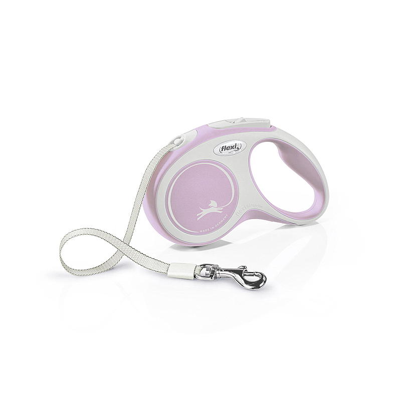 Laisse Flexi Dog 5 m taille S, ruban rose, confort flexible