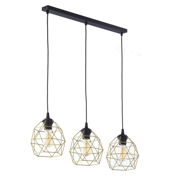 Galaxy Black Gold lampa wisząca 3 pł listwa