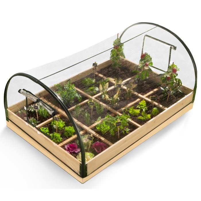 IDMARKET Kit complet 3 bacs modulables carrés potager et serre à tomates + treillis + housse