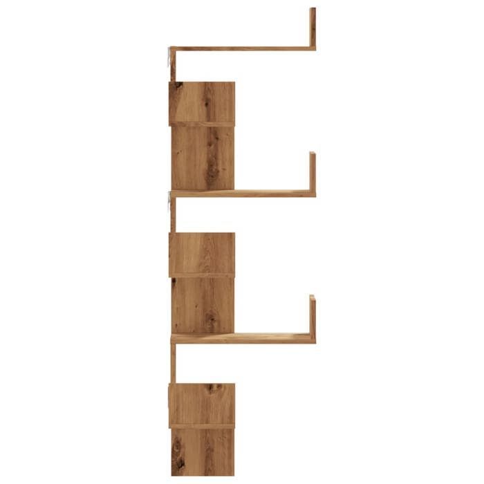 Estante de esquina de pared vidaXL, madera de roble de ingeniería hecha a mano, estante de esquina, estante colgante, estante de pared 852644