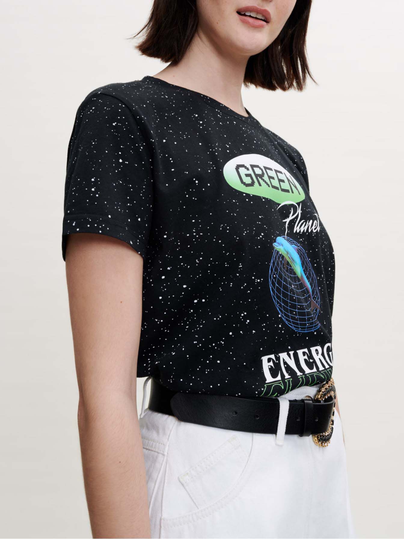 Tricou serigrafiat supradimensionat - Negru