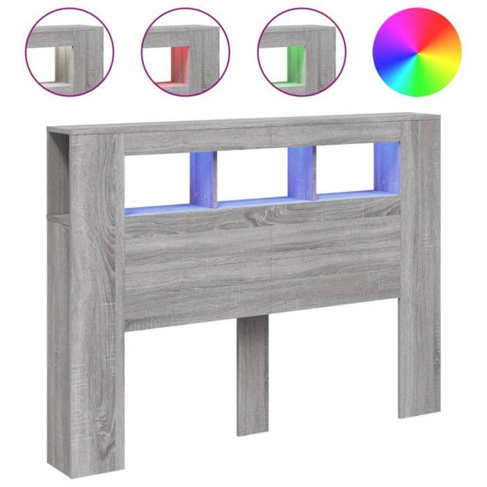 vidaXL Tête de Lit à LED, Tête de Cadre de Lit, Accessoire de Lit Double, Meuble de Chambre à Coucher Maison Intérieur, 837349