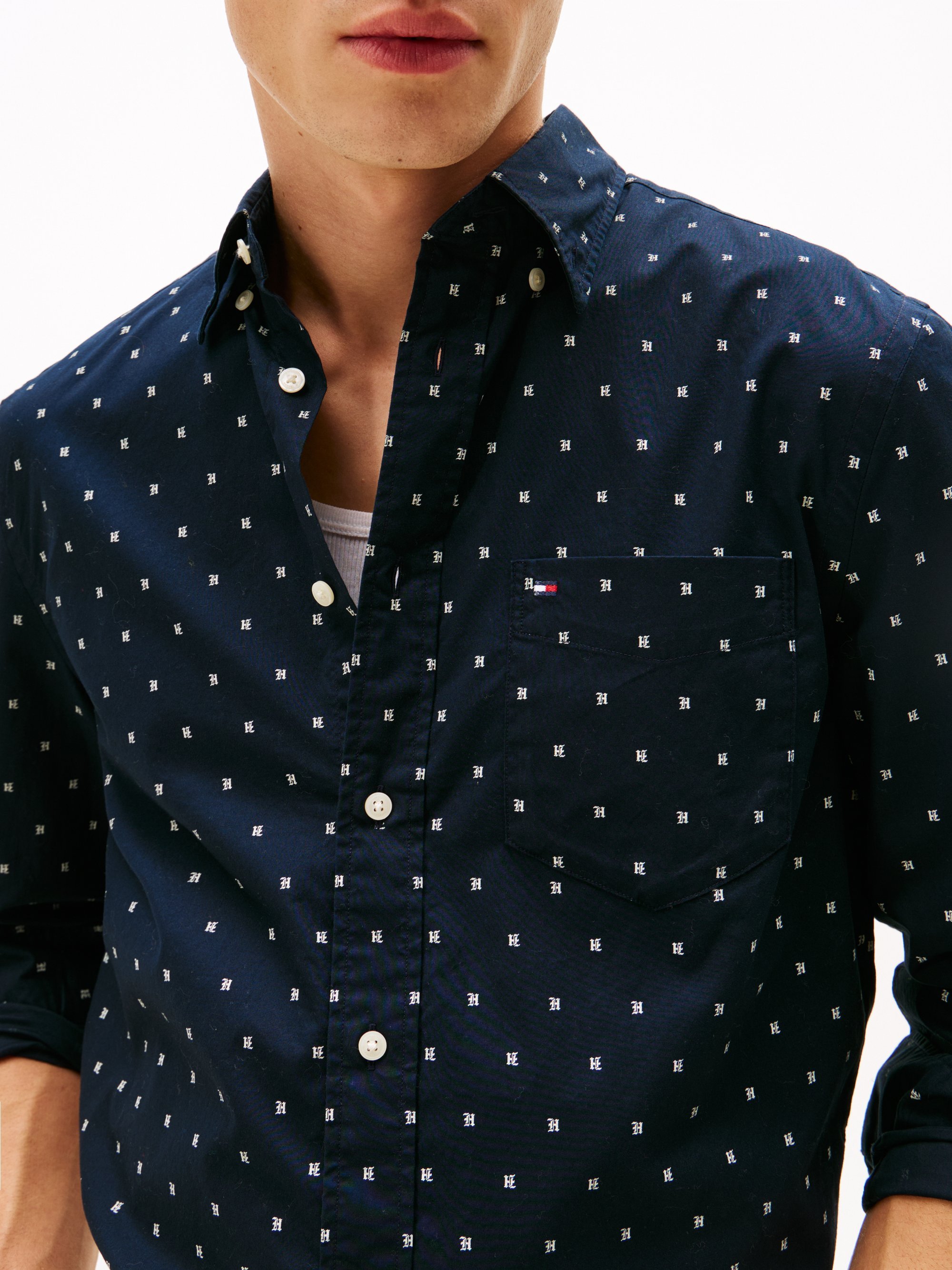 Camicia Tommy Hilfiger FLEX con stampa piccola - Camicia - cielo del deserto