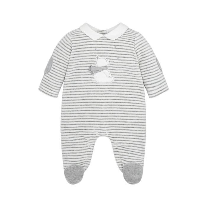 Pyjama Bébé Garçon - Mayoral - Velours Rayé - Gris - 70% Coton - 30% Polyester