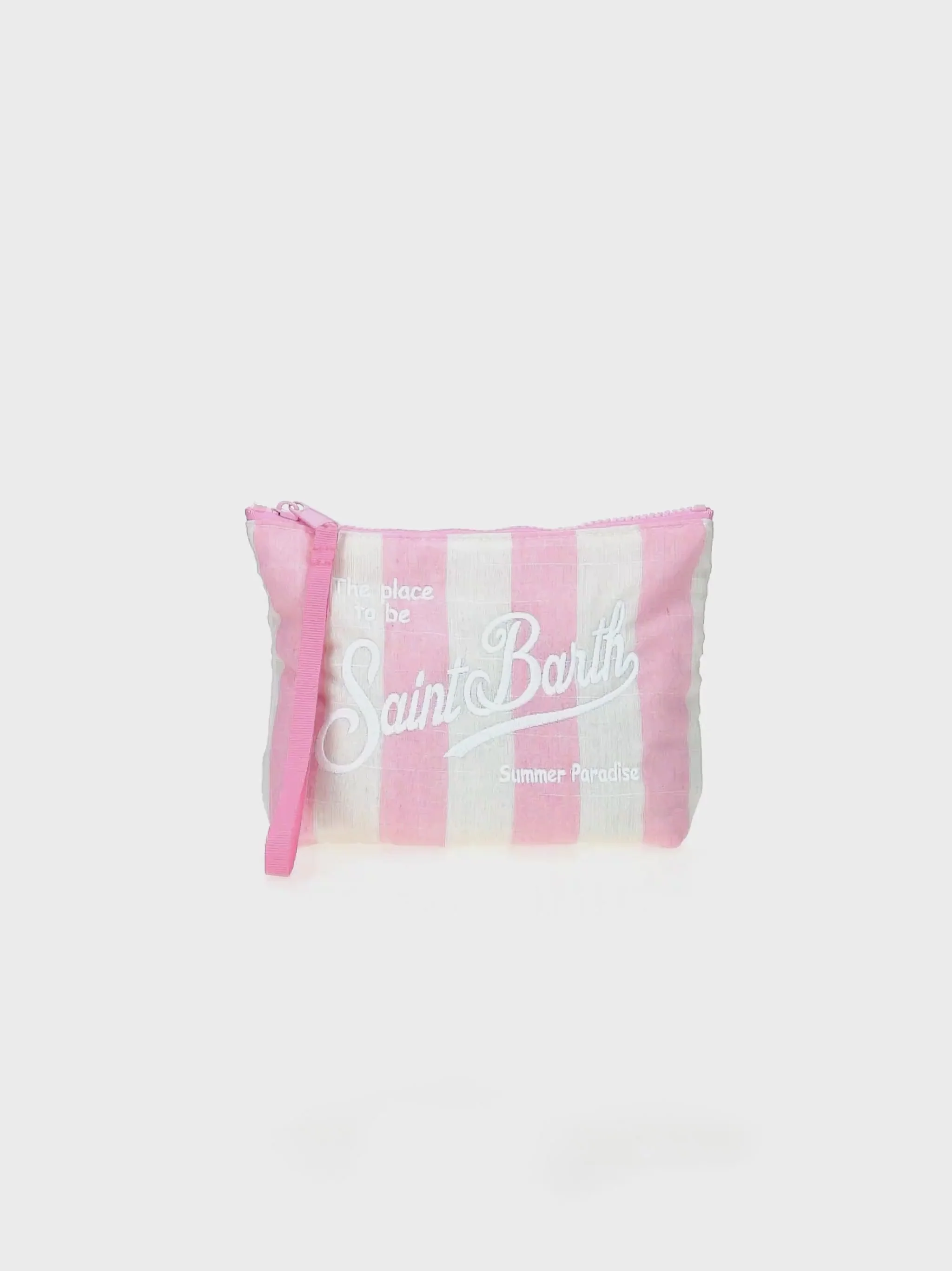 Aline Clutch-Tasche aus weichem Baumwollleinen mit Streifenmuster