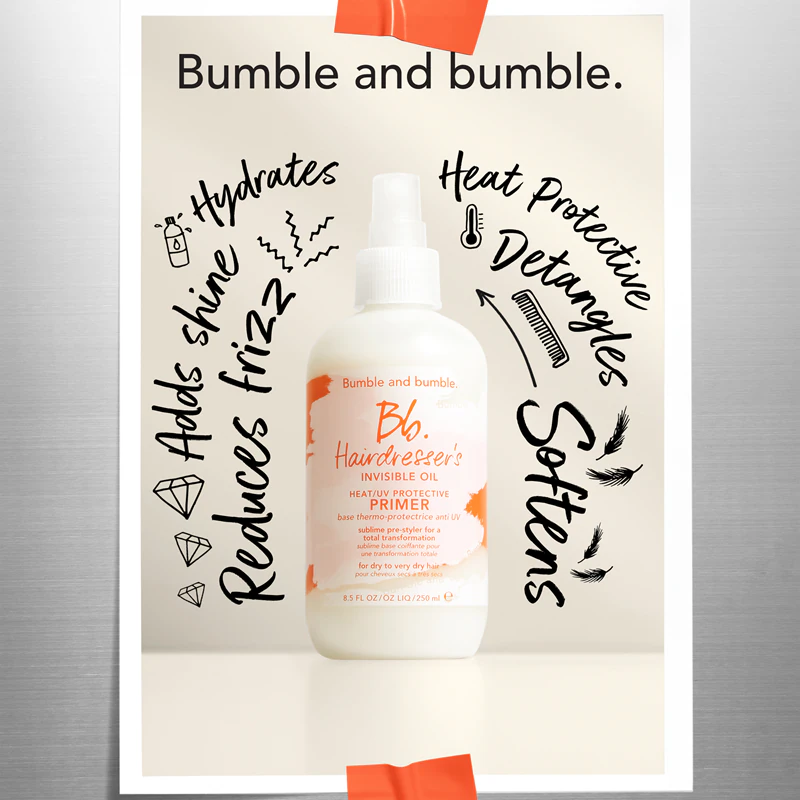 Use o spray Bumble and bumble Hairdresser's Invisible Oil Heat/UV Protective Primer antes de estilizar para um cabelo com aparência impecável.