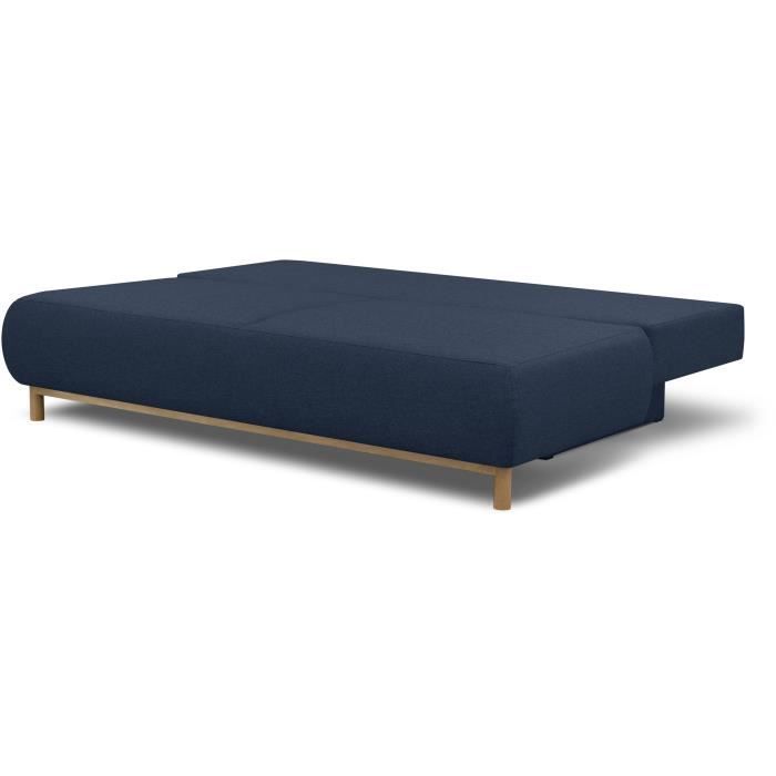 Canapé convertible - 3 places - MIKA - Tissu bleu foncé - Coffre de rangement - L 192 x H 84 x P 93 cm