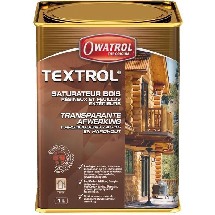 OWATROL TEXTROL Saturateur Bois Extérieur à Base d'Huiles Naturelles Végétales pour Mobiliers de Jardin Bardages Bois Extérieur Inco