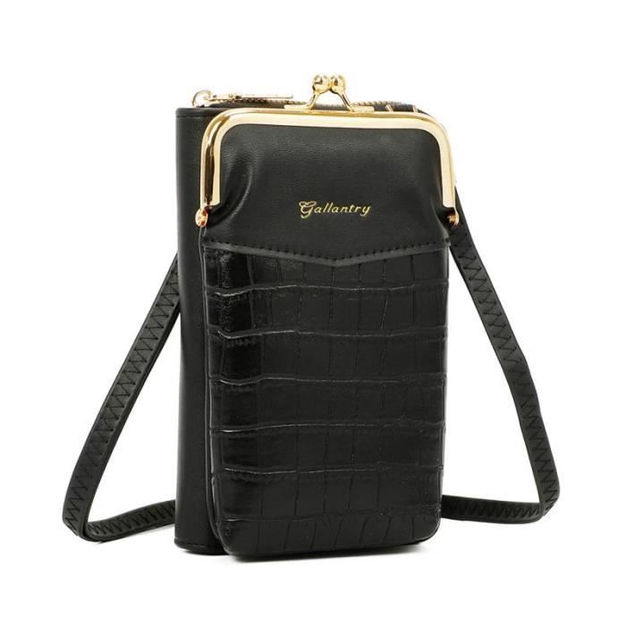Sac Bandoulière Femme Gallantry - Poche Téléphone Portefeuille Tout-en-un - Noir