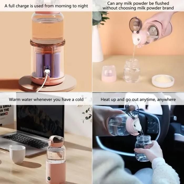 Chauffe-biberon - Rose - Portable - Température réglable - 300 ml - Sans fil