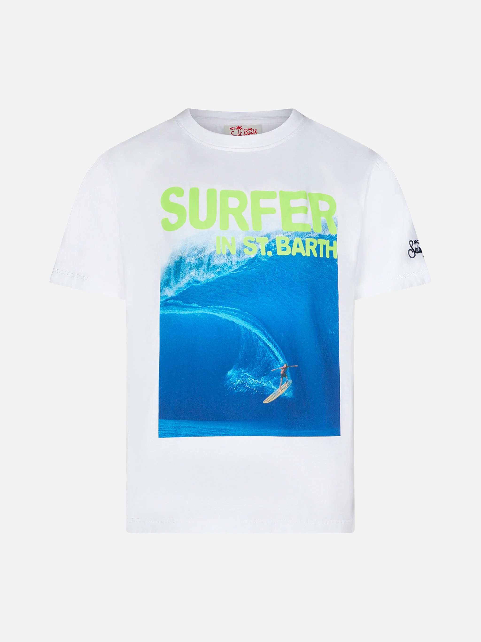 Kinder T-shirt van katoen met print van een surfer op St. Barth.