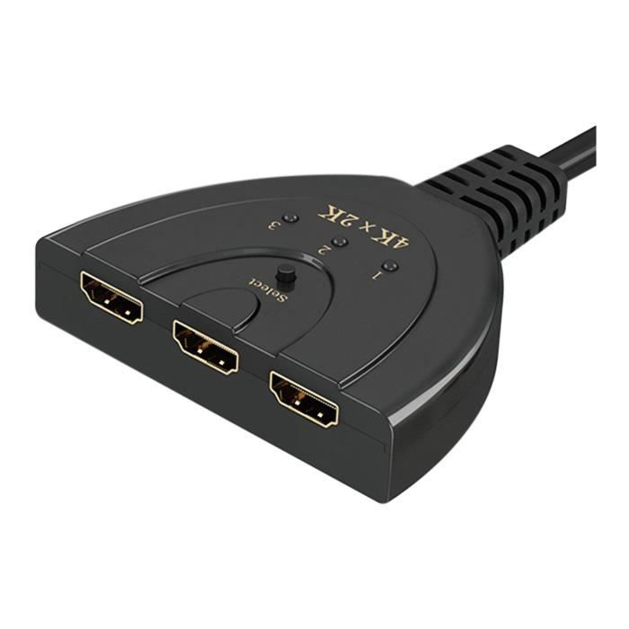 Conmutador HDMI - SODIAL - 4K - 3 puertos - Compatible con 3D