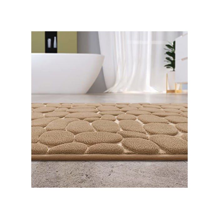 Alfombrilla de baño suave - Paco Home - 60x100 cm - Beige - Espuma viscoelástica - Lavable a máquina a 30°C - Poliéster