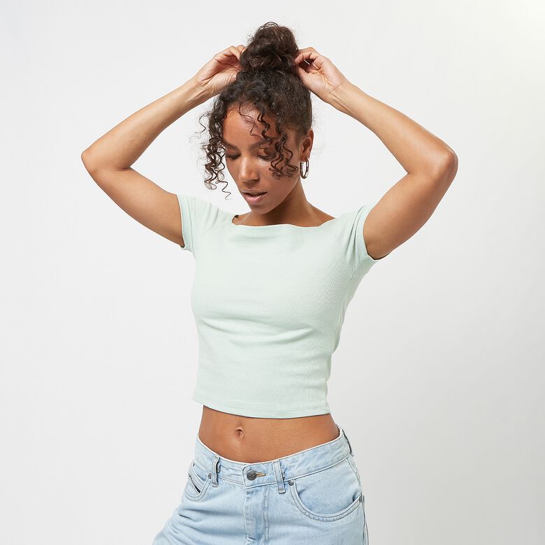 Dames Biologisch Off Shoulder Rib T-shirt