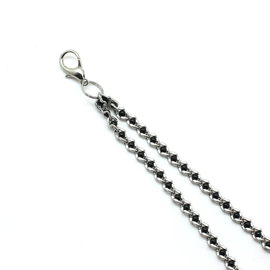 Liebe Seele Schwarze Perlenketten und Nippelklemmen Silber