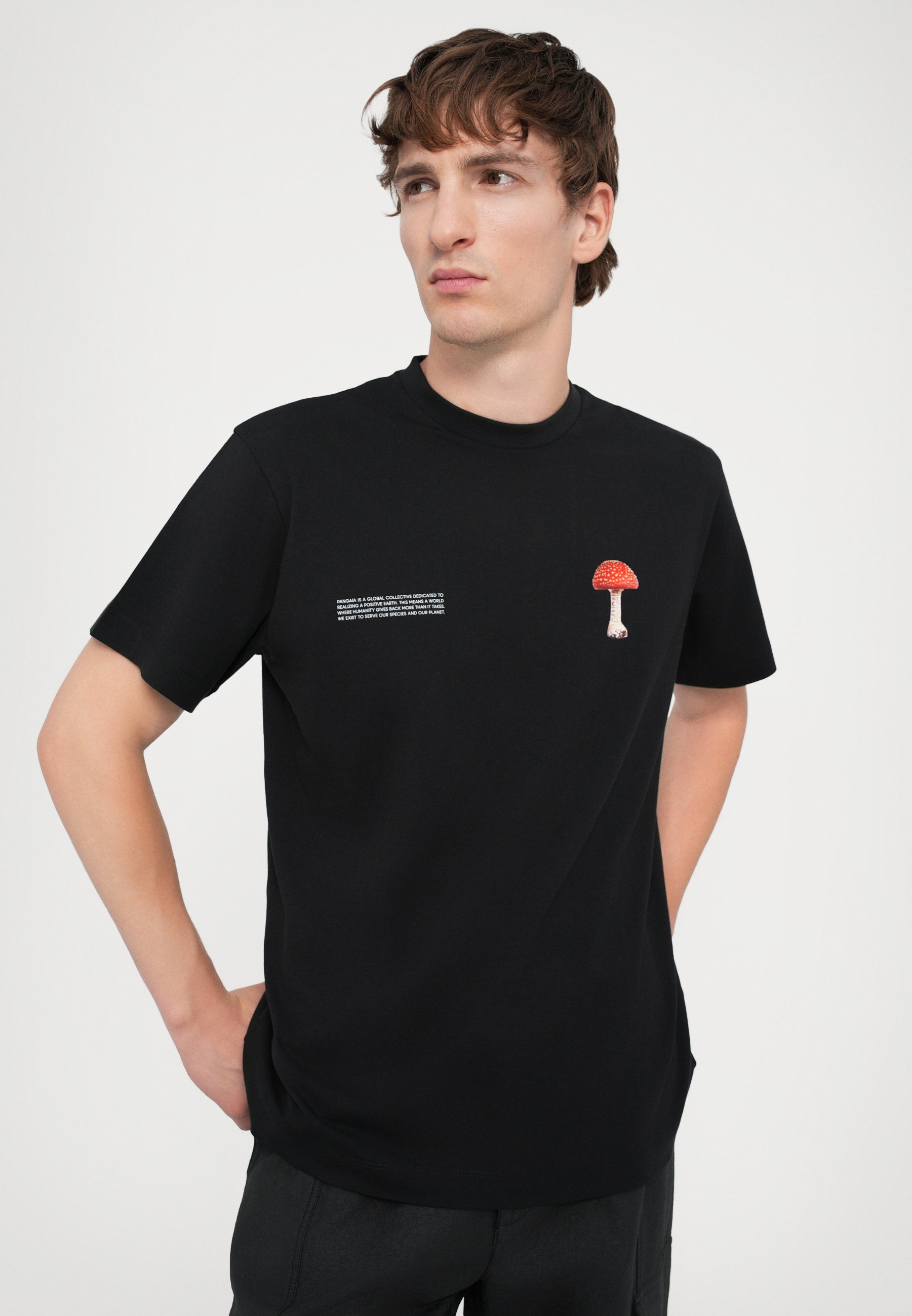 PANGAIA MIDWEIGHT MUSHROOM UNISEX - T-shirt met print - zwart