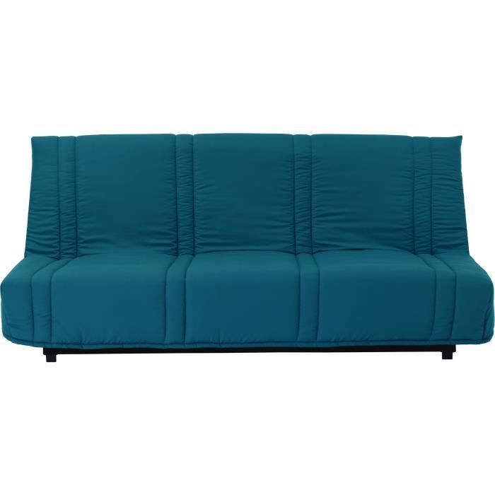 Sofá cama clic-clac de 3 plazas - Azul pato - 100% algodón - Ancho 193 x Profundidad 92 cm - LENA