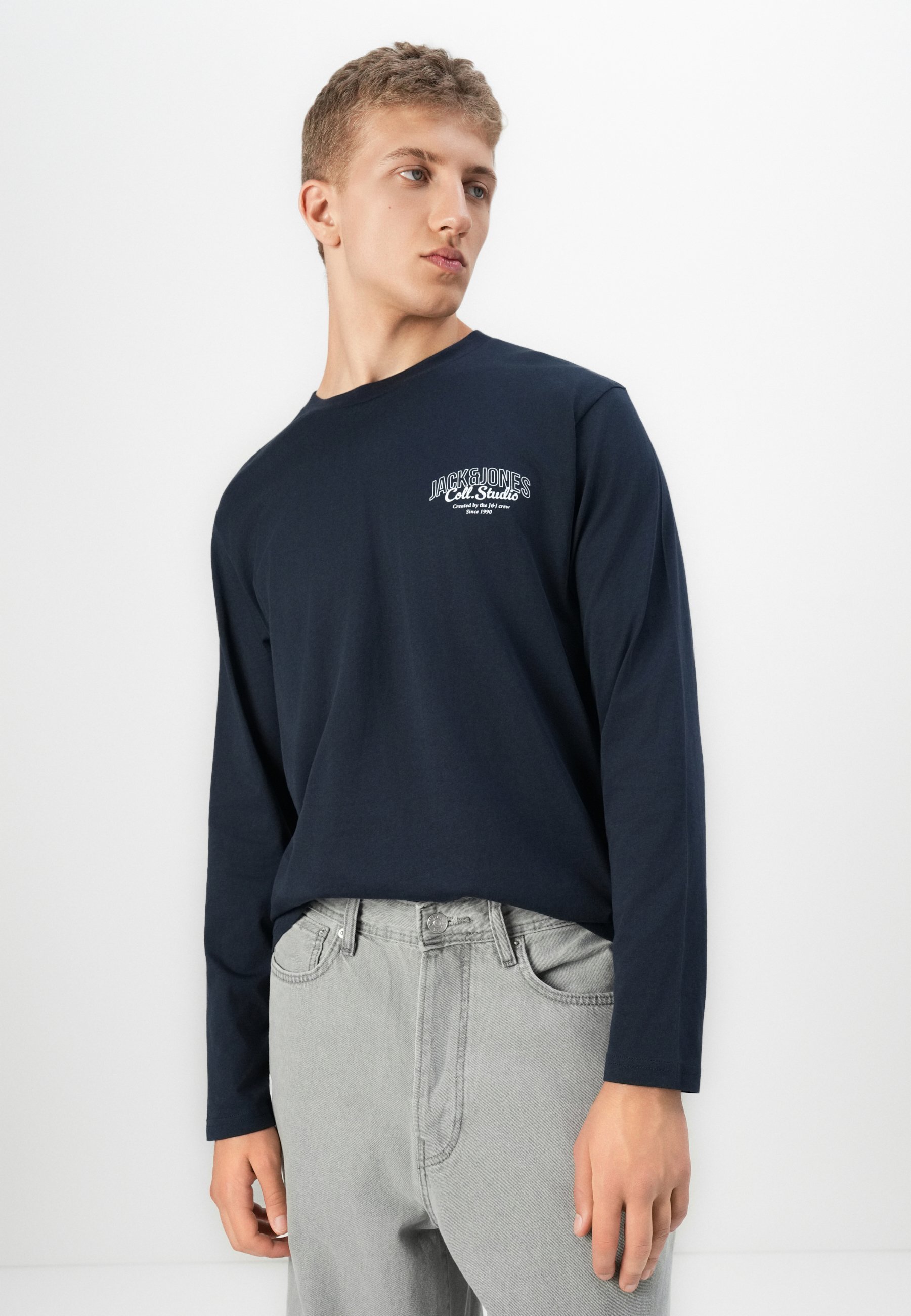 Jack & Jones JJMAKOTO T-shirt met ronde hals - Top met lange mouwen - Sky Captain