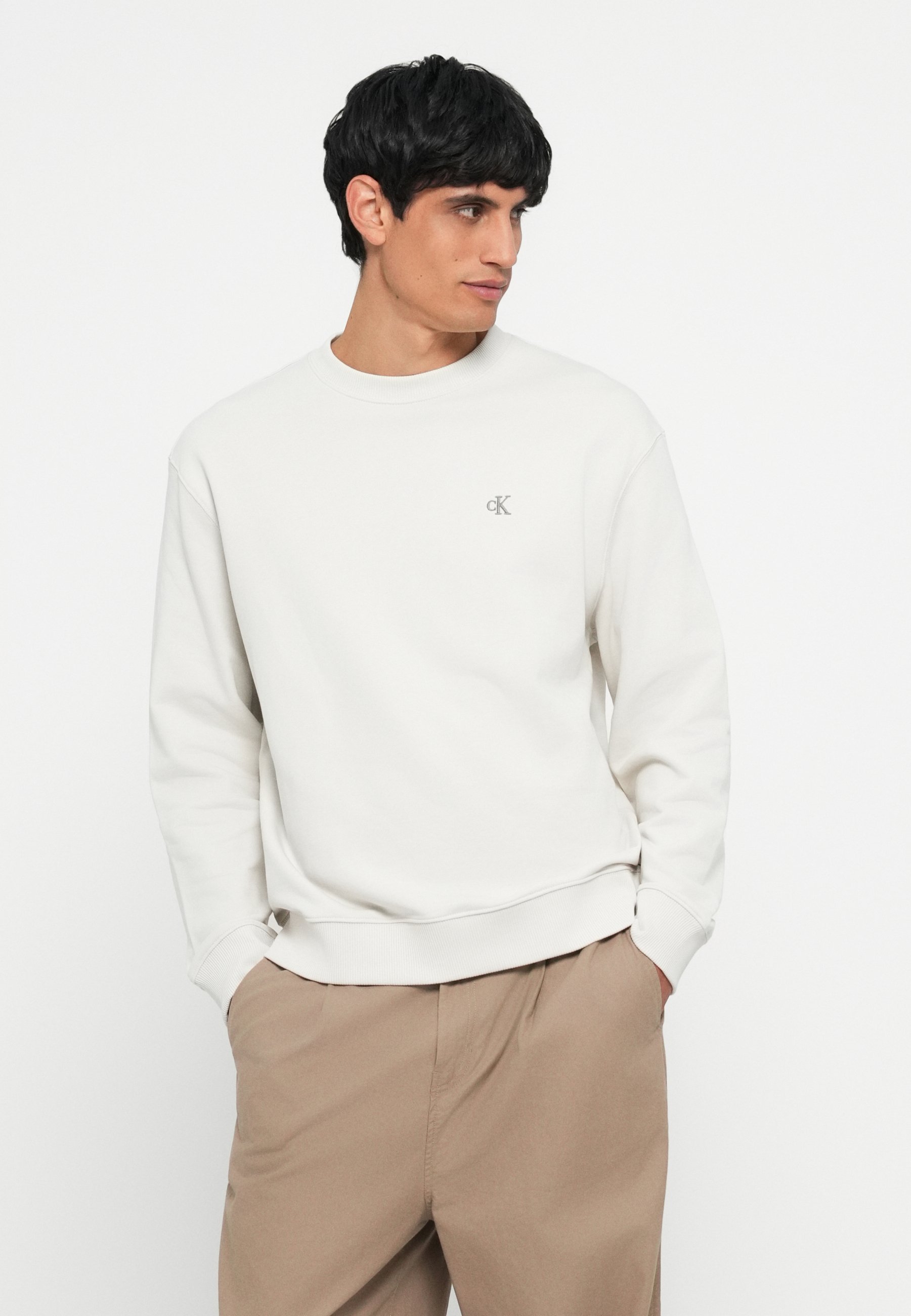 Calvin Klein Jeans MONOGRAM - Sweatshirt - krijt