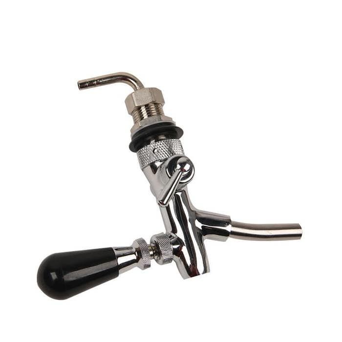 Robinet à bière réglable, coque chromée, corps laiton, noyau acier inoxydable, pour brassage amateur, bars, restaurants.