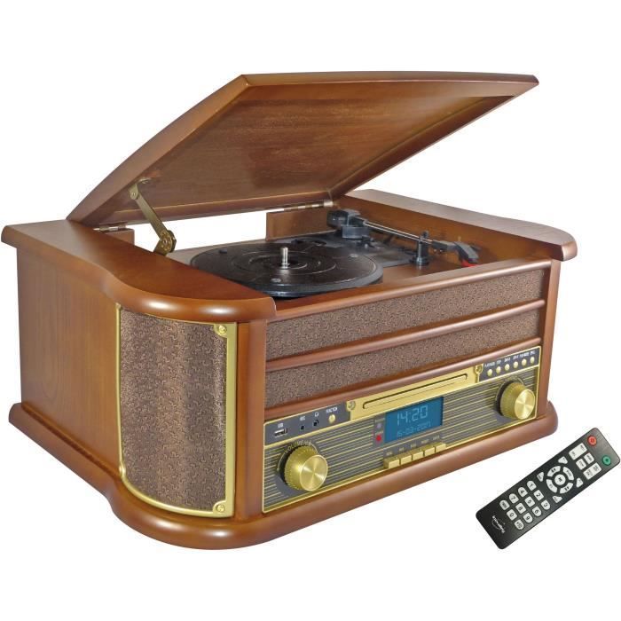 Sistema hi-fi per vinili Bluetooth in stile retrò - Lettore CD/cassette / Radio FM / USB - INOVALLEY RETRO29-E