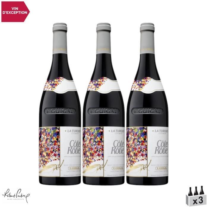 Côte Rôtie La Turque Rouge 2012 - Lot de 3x75cl - Maison Guigal - Vin AOC Rouge de la Vallée du Rhône - 96-98-100 Robert Parker -