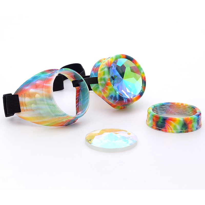 New New Men Women Kaleidoscope Rainbow Crystal Lenses Steampunk Goggles Glasses Gothic Cosplay Goggles Eyewear Vintage Halloween