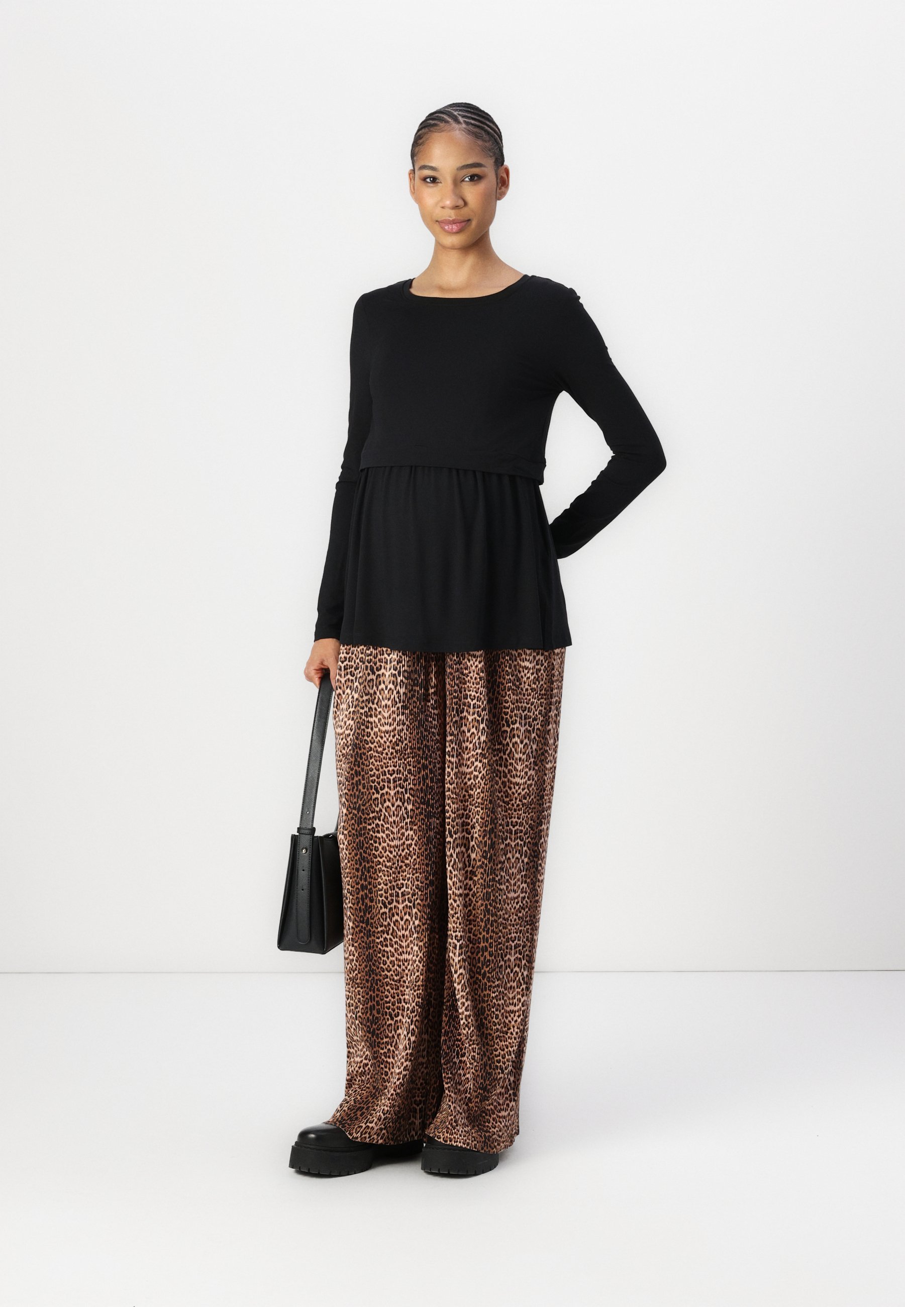 MAMALICIOUS MLAURA PLISSE PANTS - Pantaloni - neri