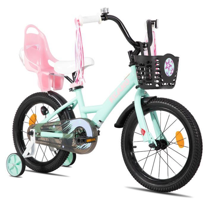 Vélo pour enfants - JOYSTAR - 16 pouces - Avec panier noir et roues d'entraînement - Convient aux enfants âgés de 4 à 7 ans - Vert