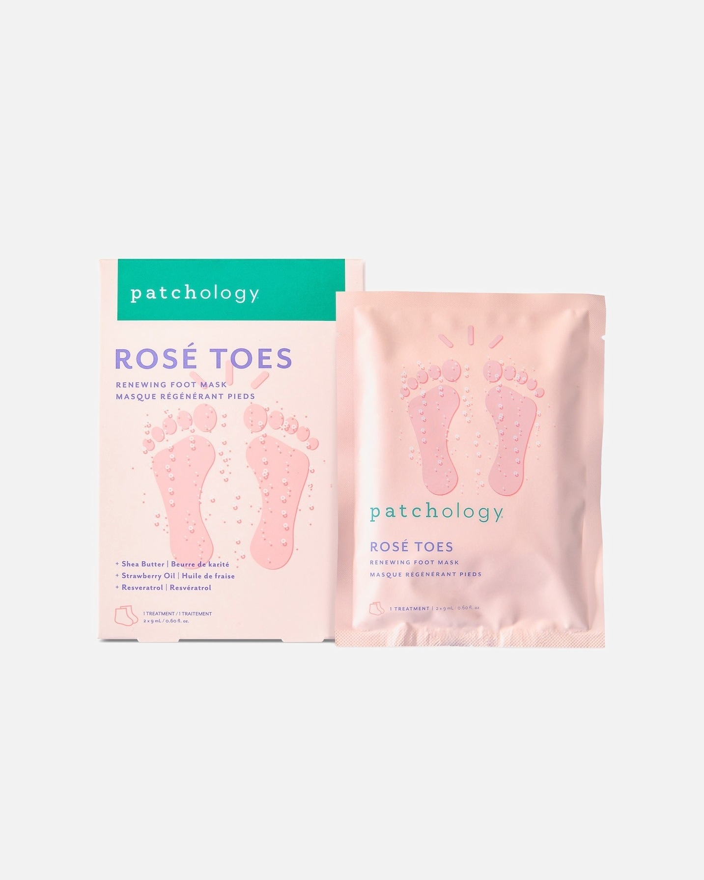 Patchology njega ruku i stopala Rosé Toes obnavljajuća maska za stopala - 1 par