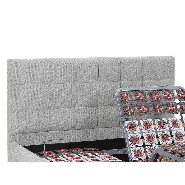 Cama eléctrica de relajación con lamas decorativas + colchón de látex 100% de 3 zonas - 2 x 70 x 190 cm - Tela - Gris - JOFAR by YSMÉE