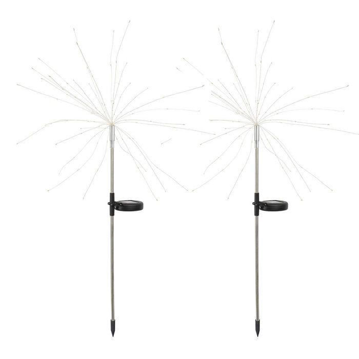 Juego de 2 luces solares - LUMISKY - FIREWORKS SPIKE - Efecto fuegos artificiales LED - 97 cm de alto - Iluminación decorativa para exteriores