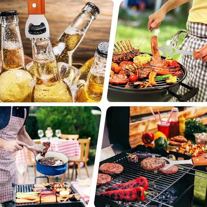 Kit Barbecue,2 Pièces Spatule Barbecue Multifonctionnelle,Accessoire Barbecue,Cadeau Homme pour Anniversaire,Fête des Pères